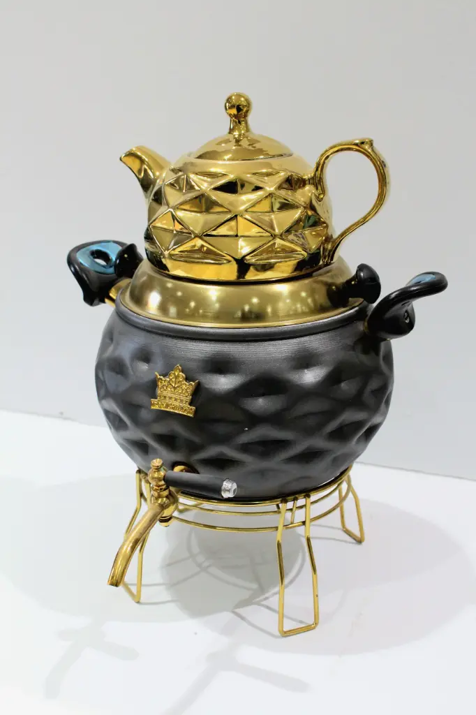 کتری قوری روگازی مشکی طلایی