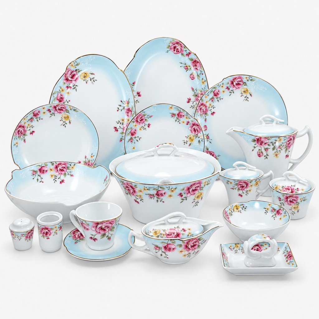 سرویس 97 پارچه کاملیا فیروزه 50057