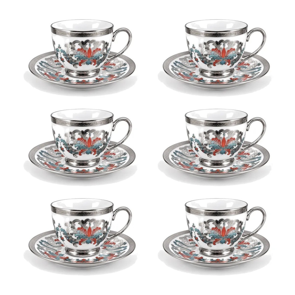 سرویس چای‌خوری ۱۲ پارچه (۶ نفره) طرح مگان نقره‌کوب