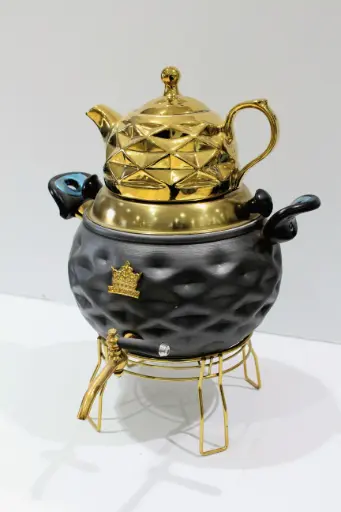 کتری قوری روگازی مشکی طلایی